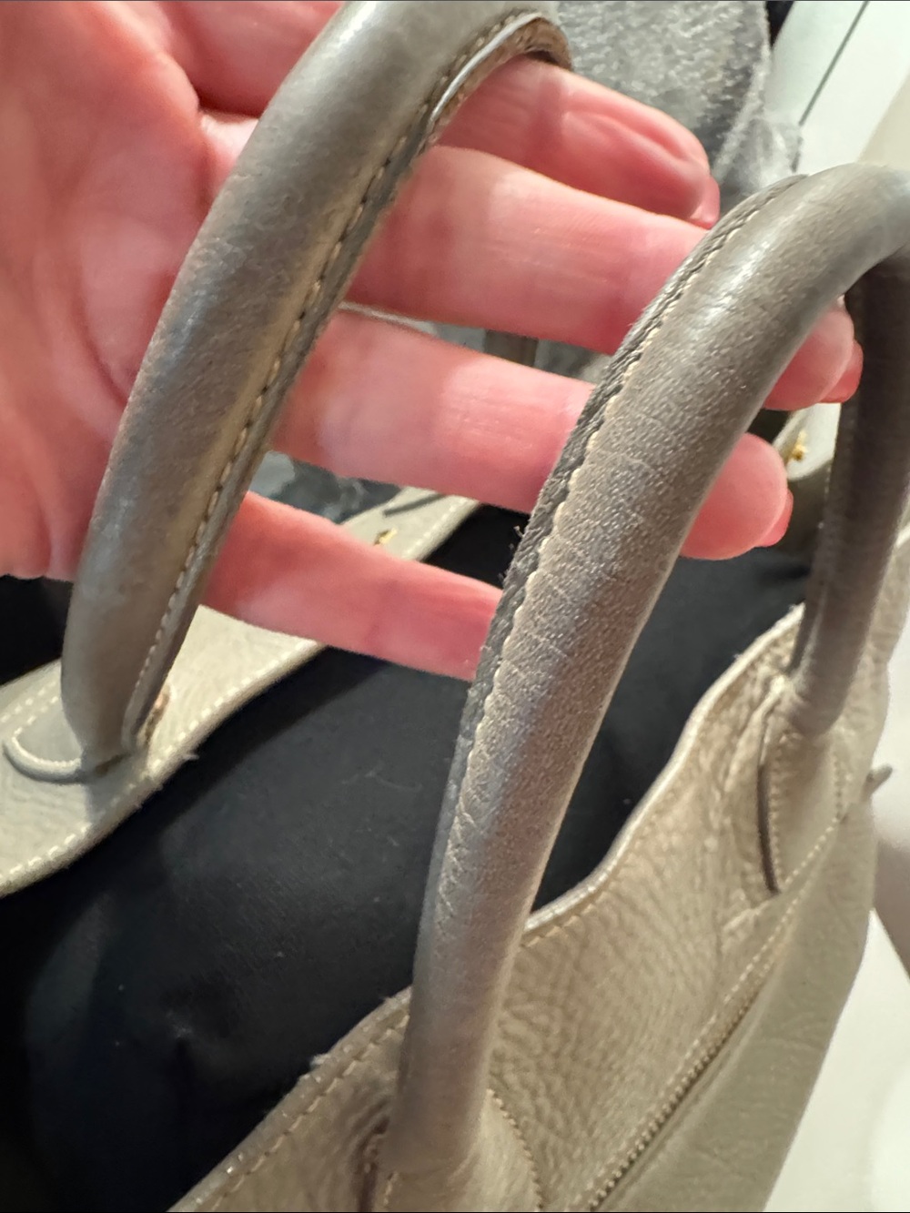 Prada Taupe Pebbled Leather Satchel with Gold Hardware - Picture 6 of 10
